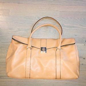 Camel Leather Prada Duffle Bag
